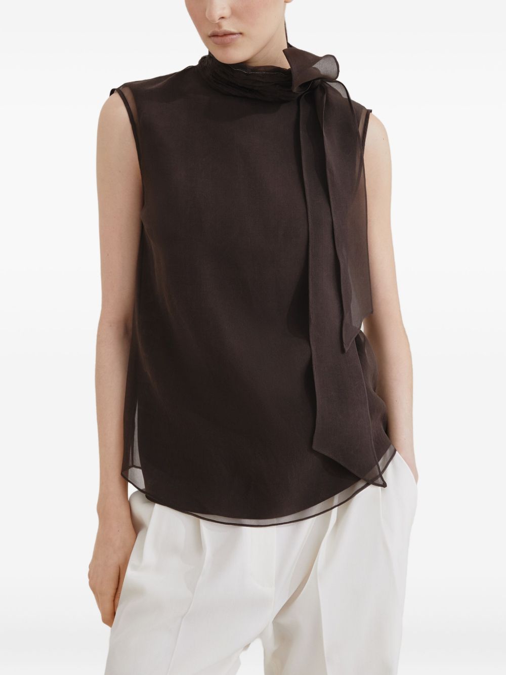 Brunello Cucinelli Top Marrone Natural (other)->silk100.0 %