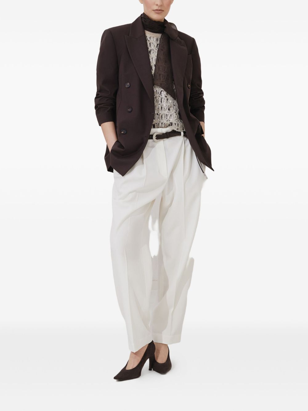 Brunello Cucinelli Top Marrone Natural (other)->silk100.0 %