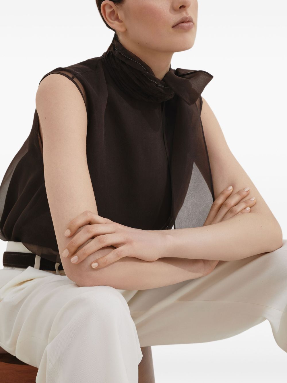 Brunello Cucinelli Top Marrone Natural (other)->silk100.0 %