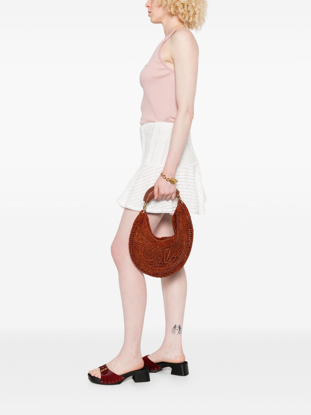 Chloè Bags Leather Brown Outer: Raffia