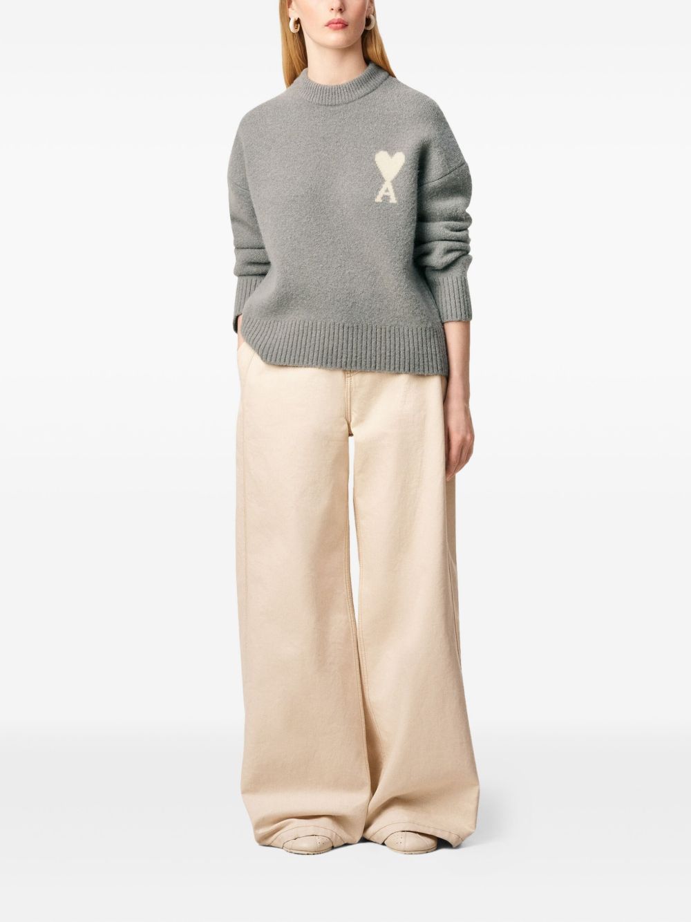 Ami Paris Sweaters Grey Wool