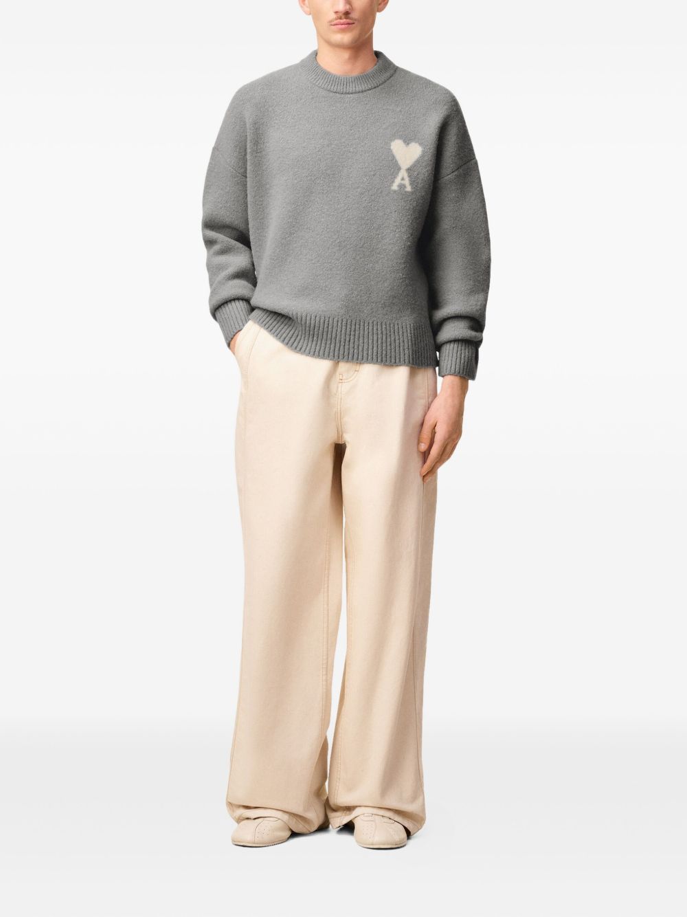 Ami Paris Sweaters Grey Wool