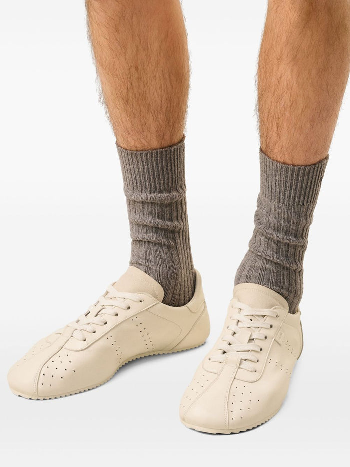 Ami Paris Sneakers Ivory Calf Leather