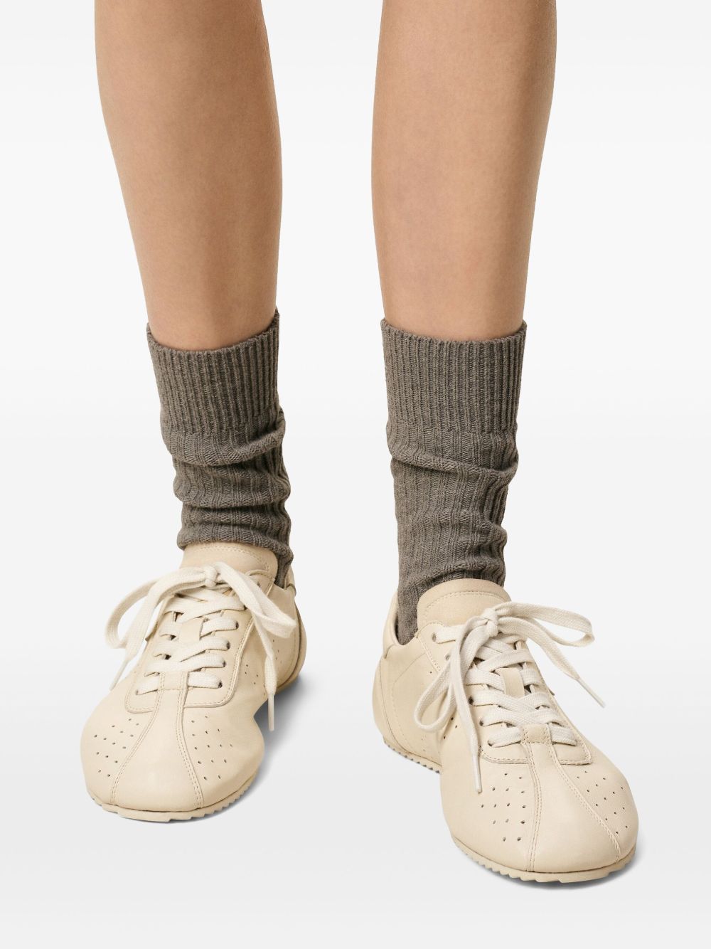 Ami Paris Sneakers Ivory Calf Leather