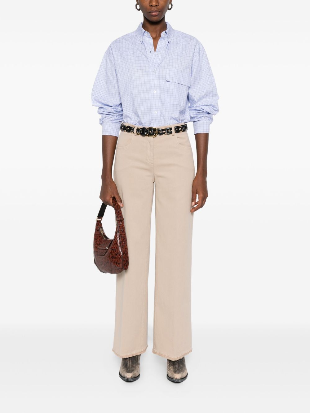 Via Masini 80 Trousers Beige Cotton