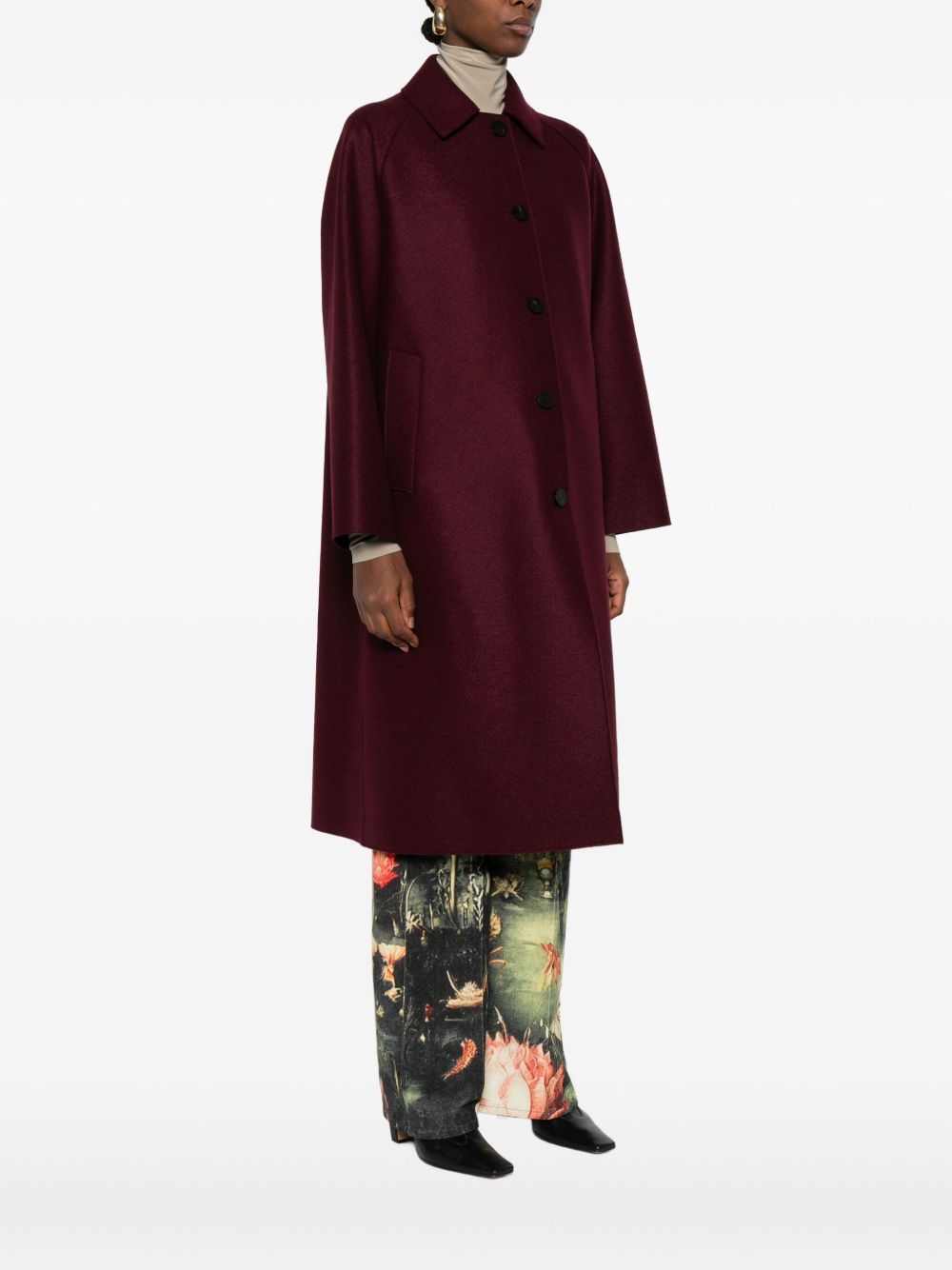 Harris Wharf London Coats Bordeaux Virgin Wool