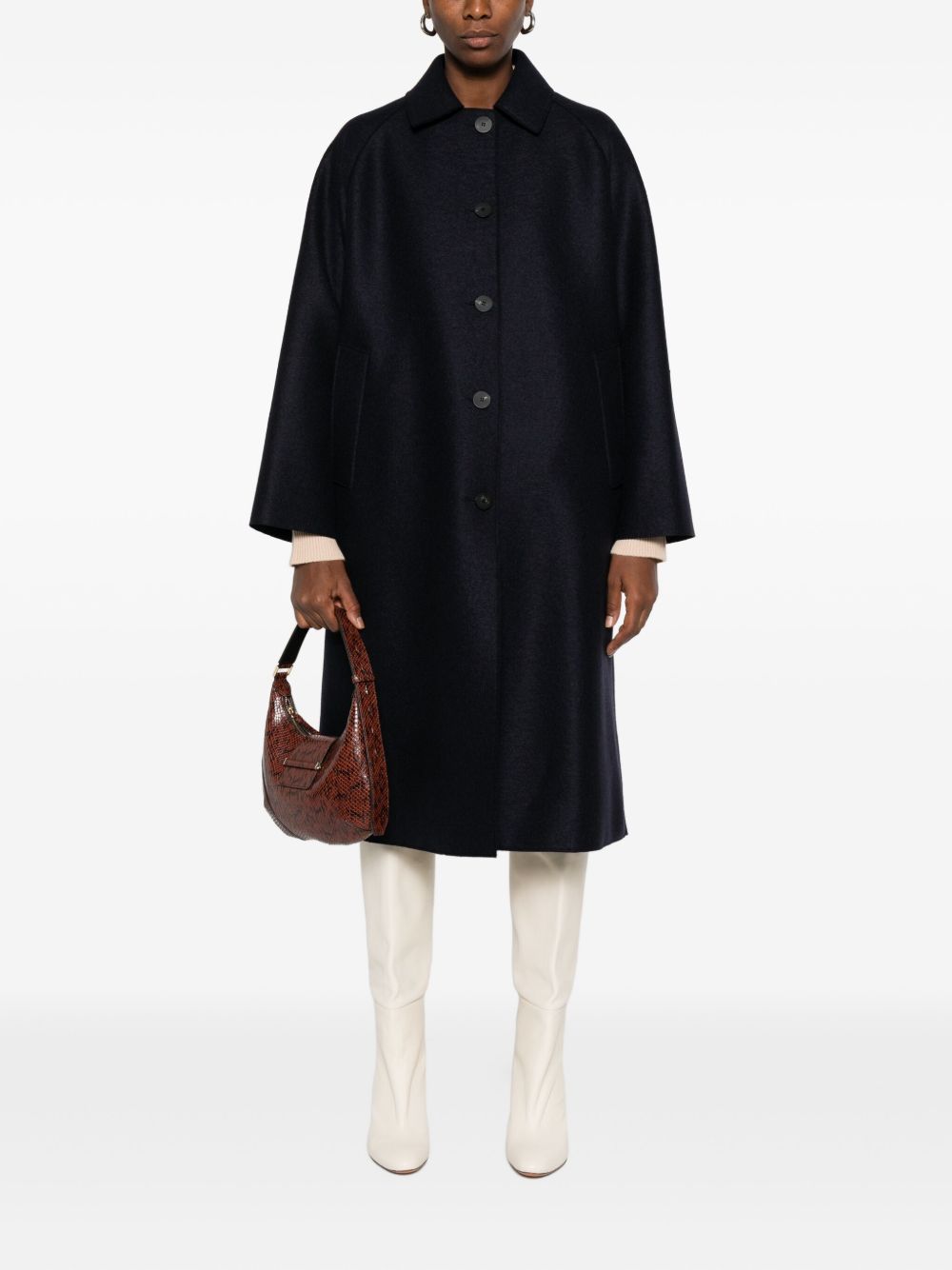 Harris Wharf London Coats Blue Virgin Wool
