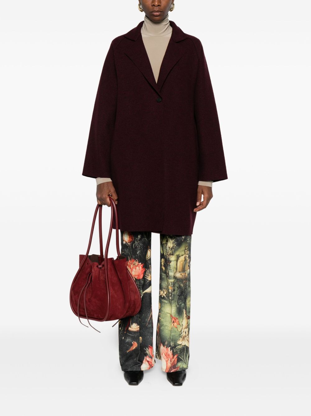 Harris Wharf London Coats Bordeaux Virgin Wool