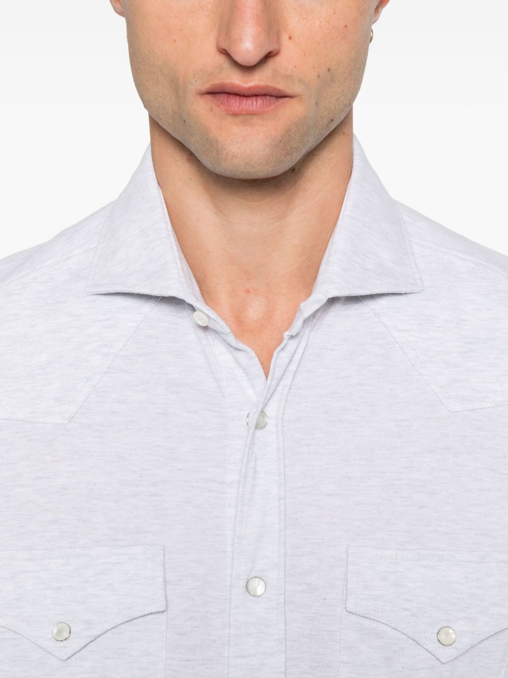 Brunello Cucinelli Shirts Grigio Chiaro Cotton