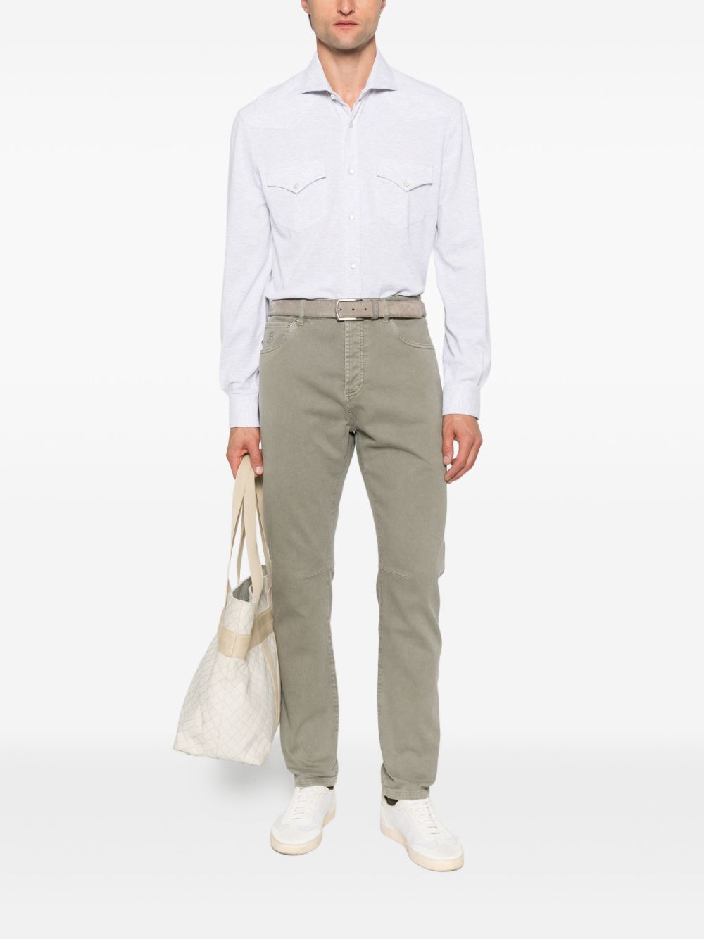 Brunello Cucinelli Shirts Grigio Chiaro Cotton