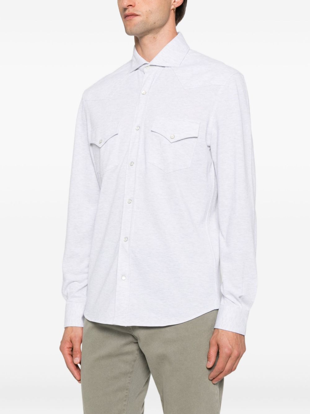 Brunello Cucinelli Shirts Grigio Chiaro Cotton