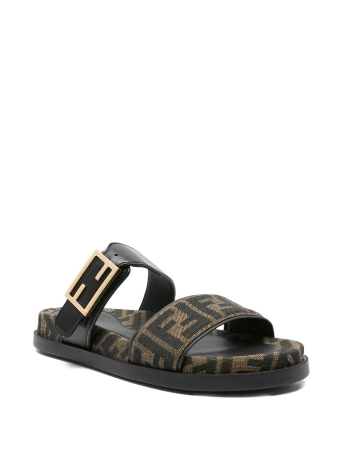 Fendi Sandals Black Vit+pa
