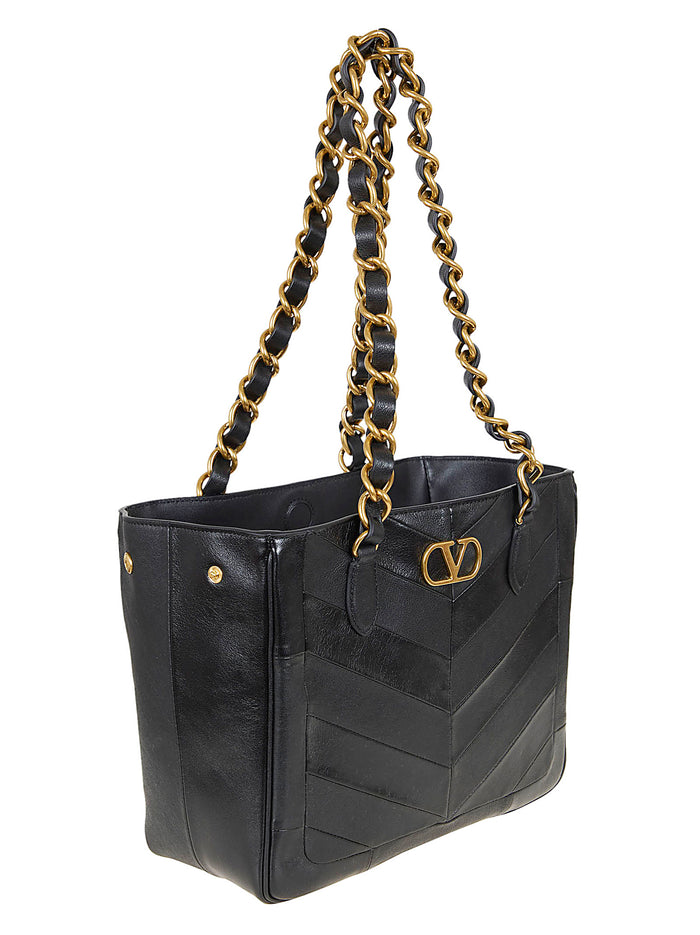 Small Tote | Laseine Patchwork Nappa Matte-nappa Waxy-a.gold- Black Borsa