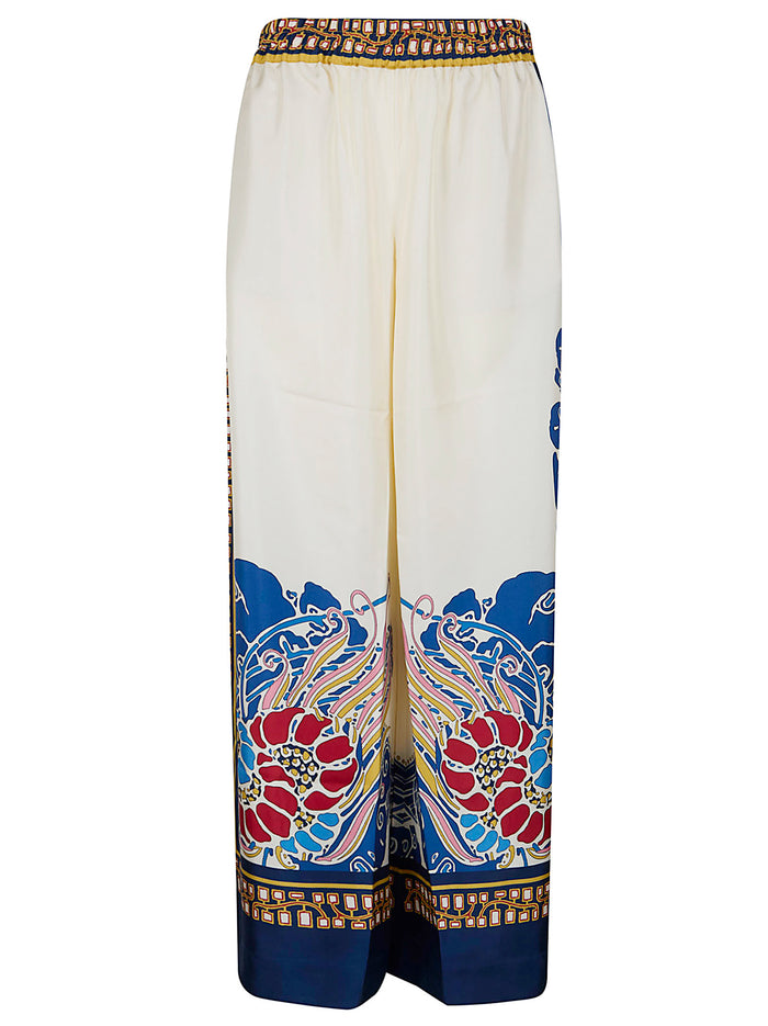 Palazzo Pants White Silk Pantaloni