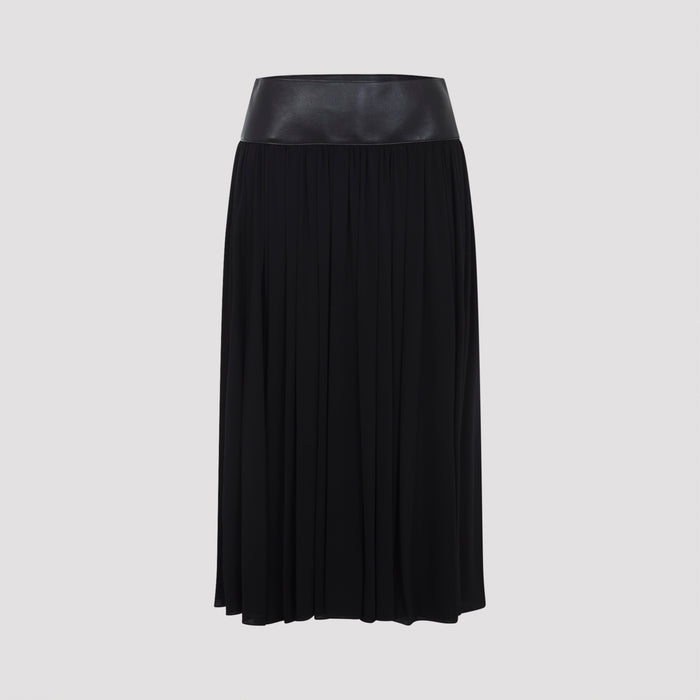 Belt Midi Skirt Black Viscose Elastane Lamb Leather