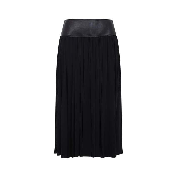 Belt Midi Skirt Black Viscose Elastane Lamb Leather