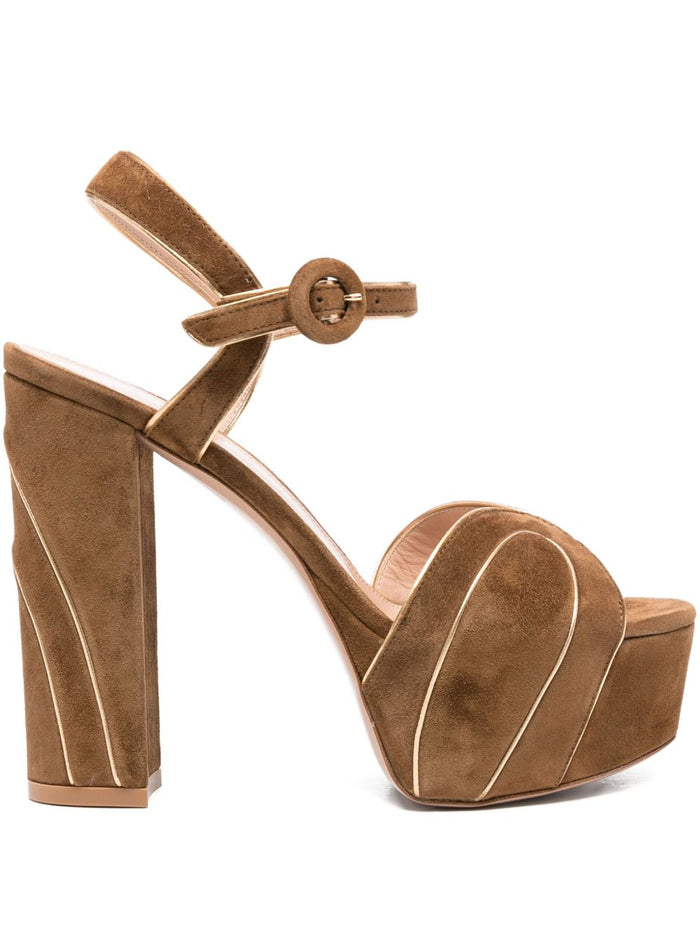 Gianvito Rossi Sandals Leather Brown Outer: Suede