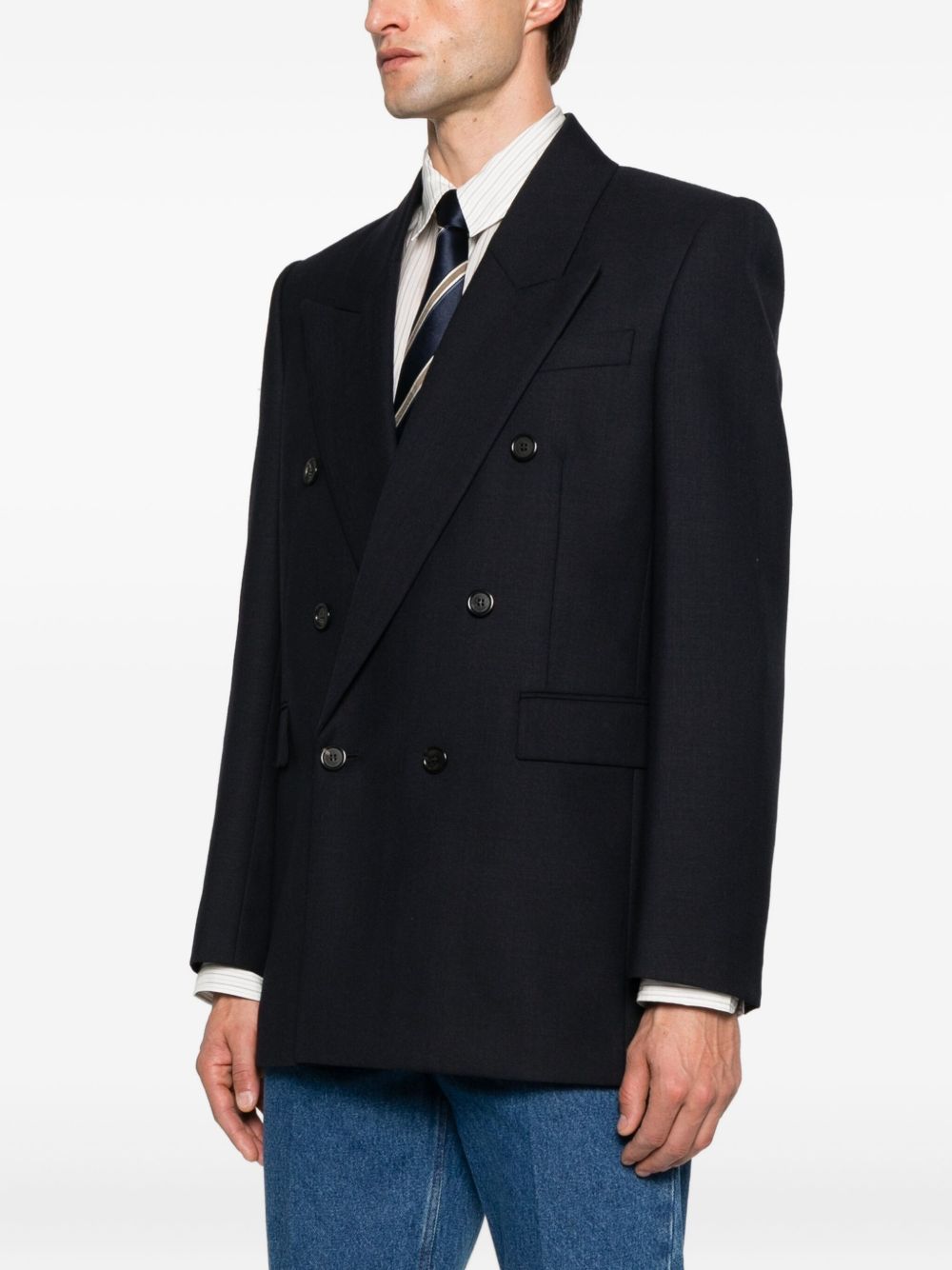 Saint Laurent Jackets Blue Outer: Virgin Wool