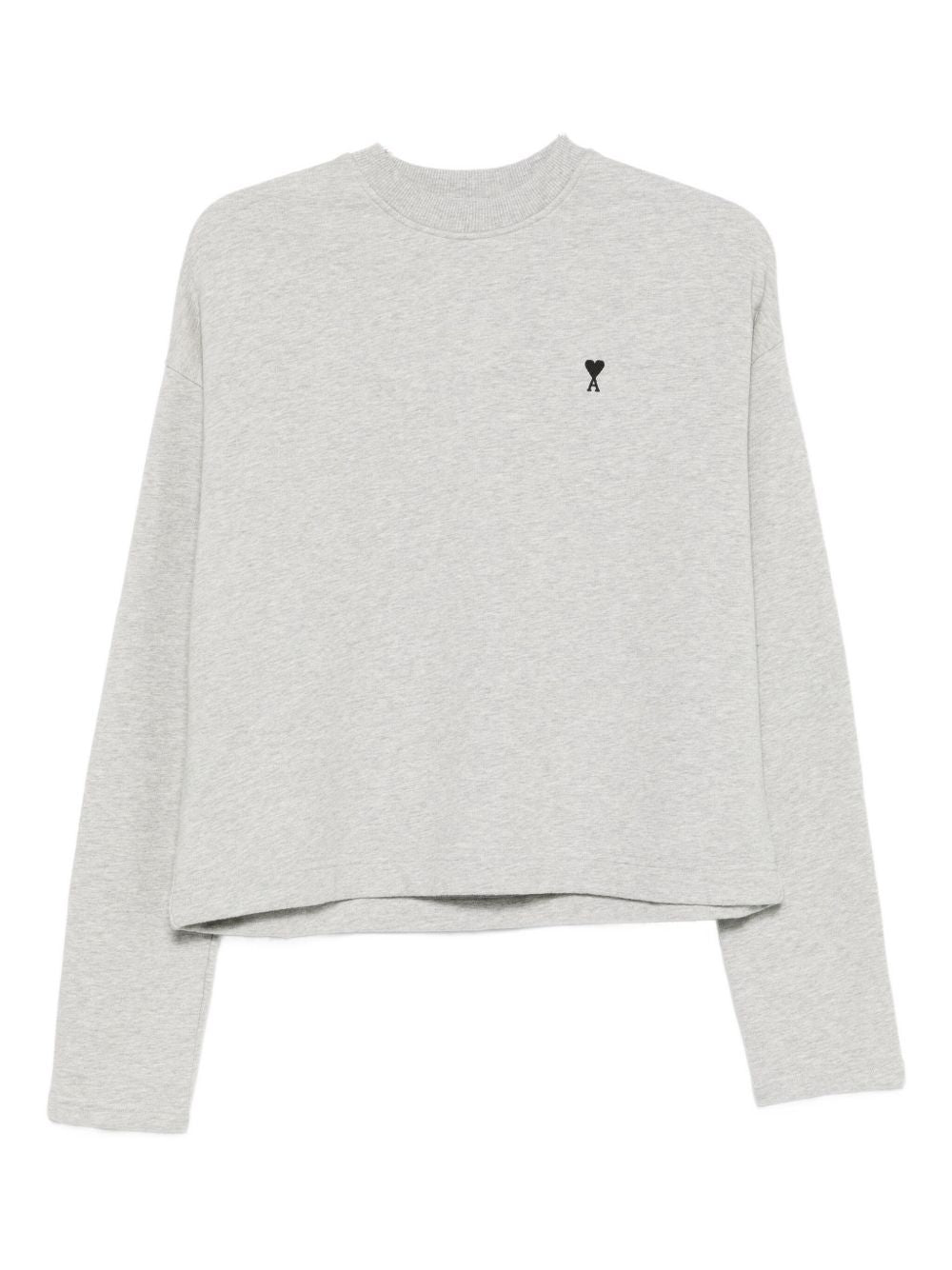 Ami Paris Sweaters Light Grey Cotton