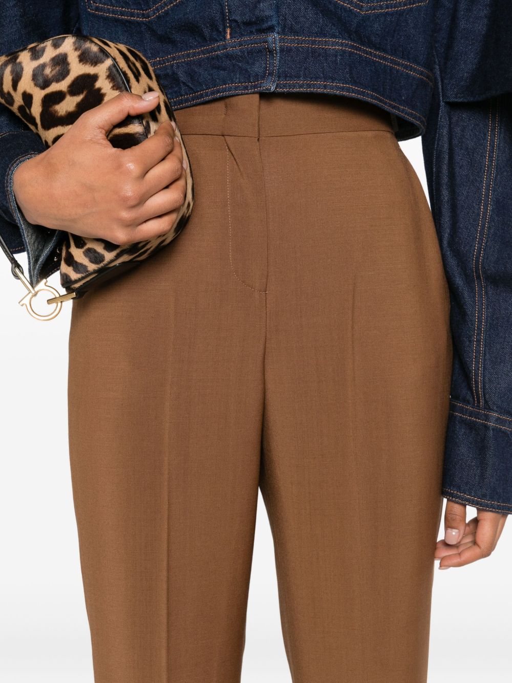 Fendi Trousers Leather Brown Lining: Silk