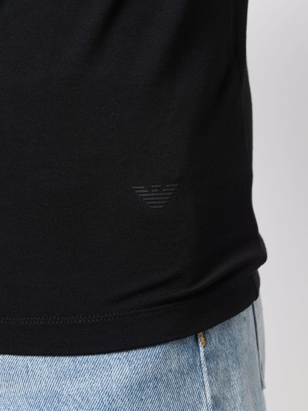 Emporio Armani T-Shirts And Polos Nero Viscose Elastane