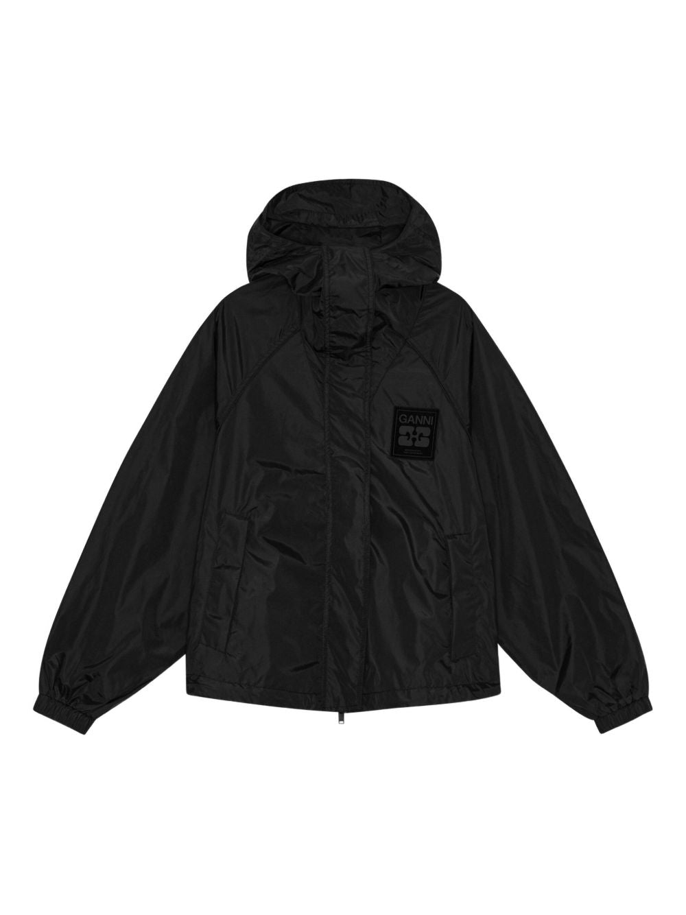 Ganni Coats Black Recycled Nylon