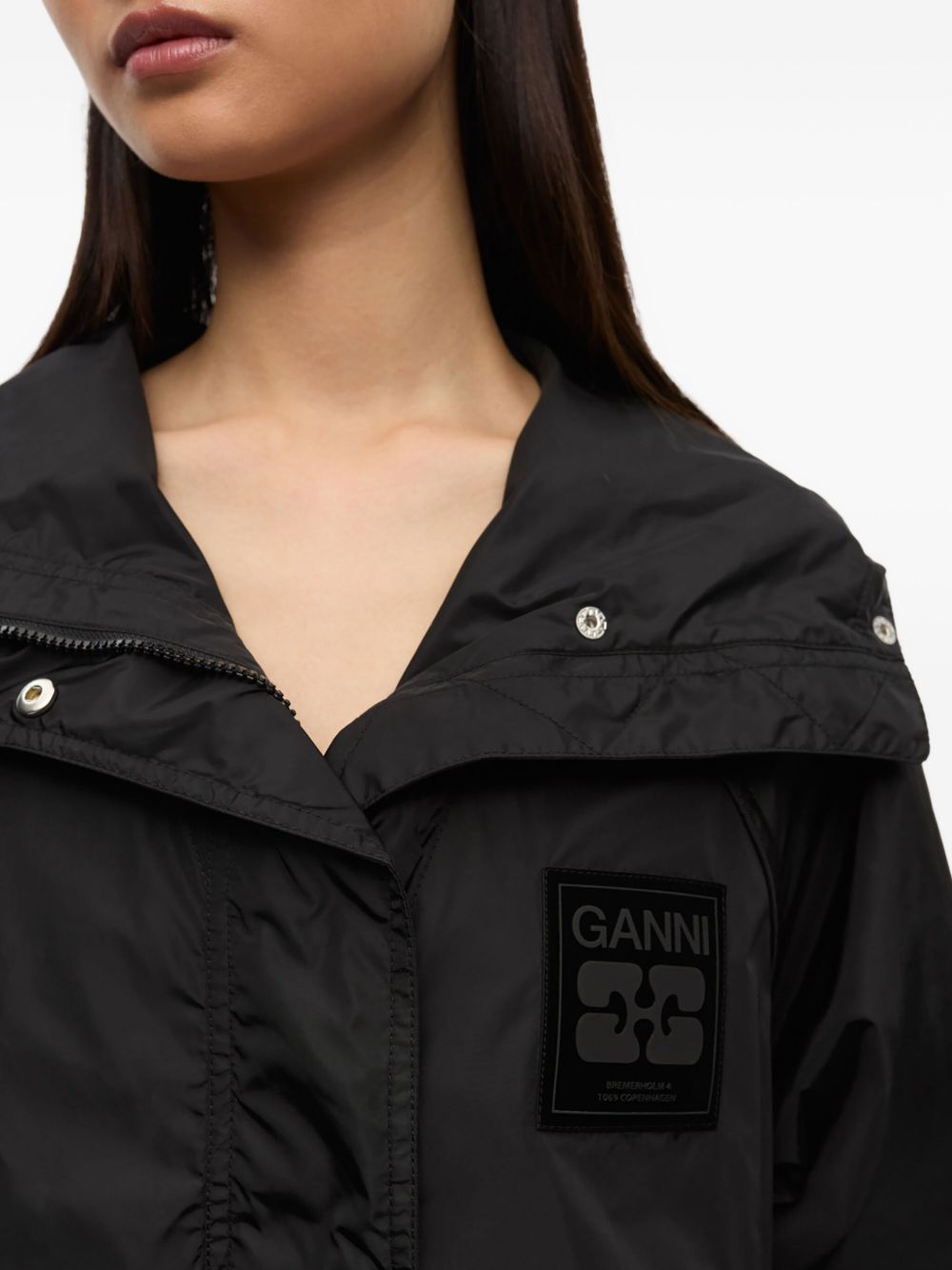 Ganni Coats Black Recycled Nylon