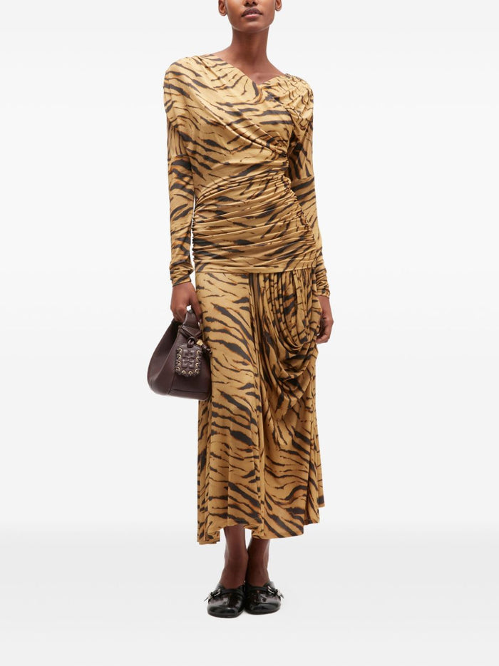 Ganni Dresses Kaki Viscose Elastane