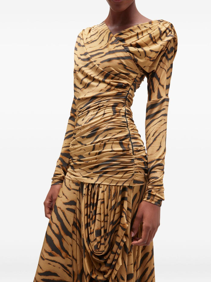Ganni Dresses Kaki Viscose Elastane