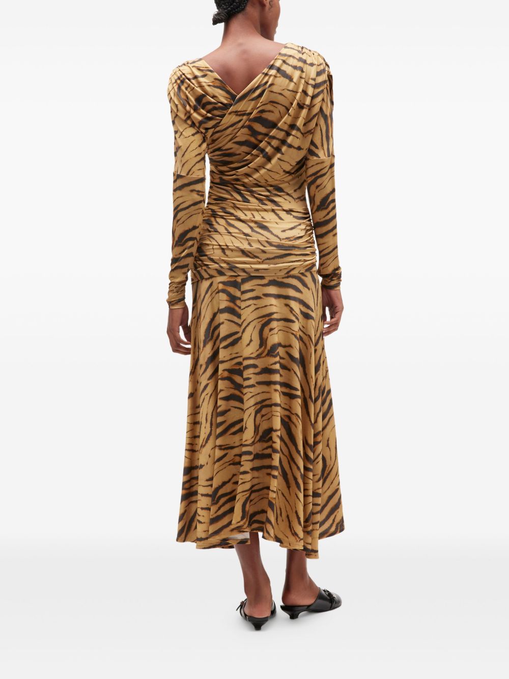Ganni Dresses Kaki Viscose Elastane