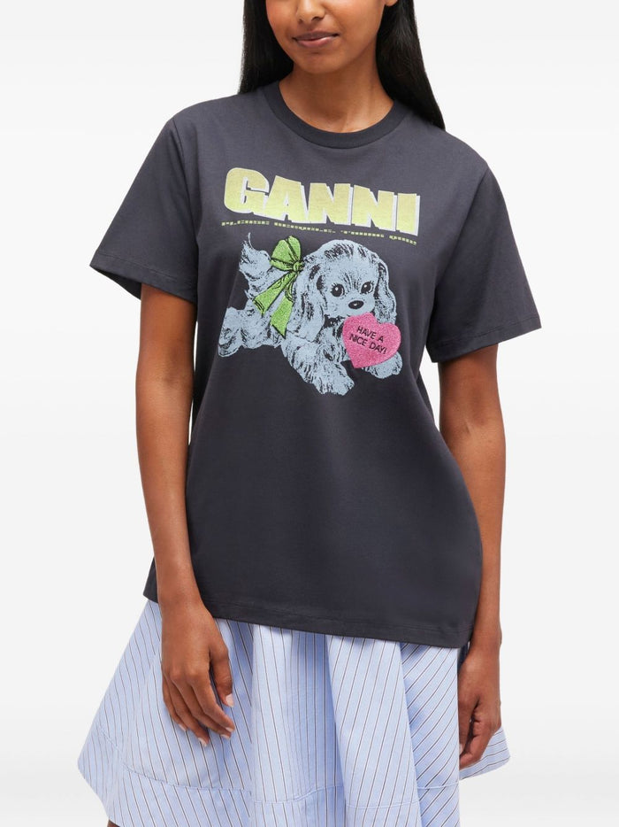 GANNI T-shirts and Polos Grey Organic Cotton