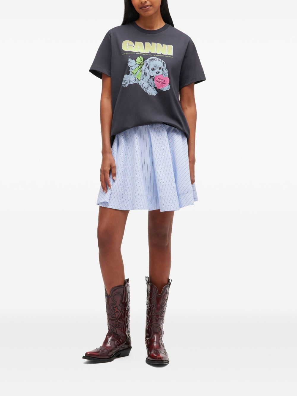 GANNI T-shirts and Polos Grey Organic Cotton