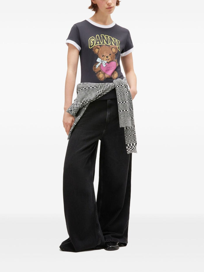 Ganni T-Shirts And Polos Grey Organic Cotton