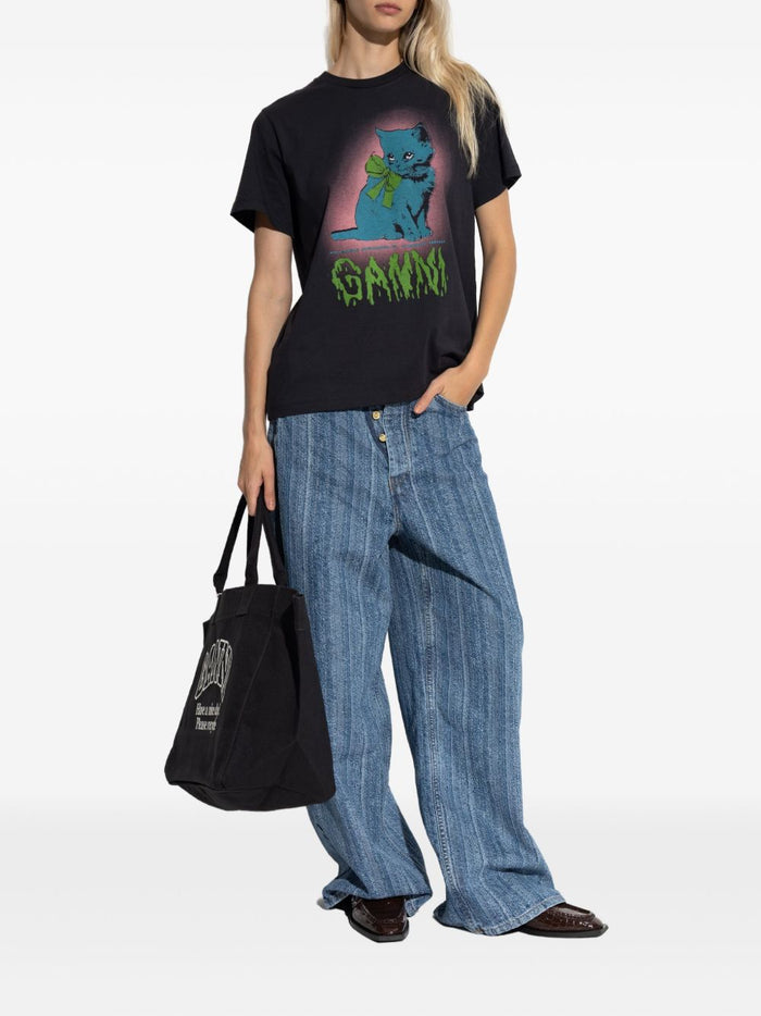 GANNI T-shirts and Polos Grey Organic Cotton