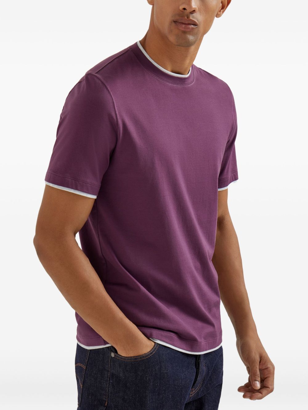 Brunello Cucinelli T-Shirts And Polos Magenta Natural (veg)->cotton100.0 %