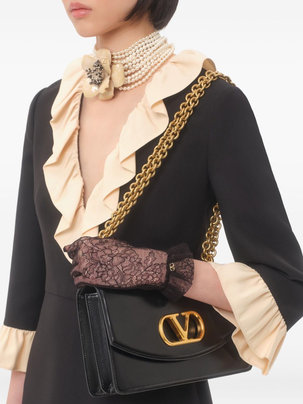 Valentino Dresses Black Outer: Wool
