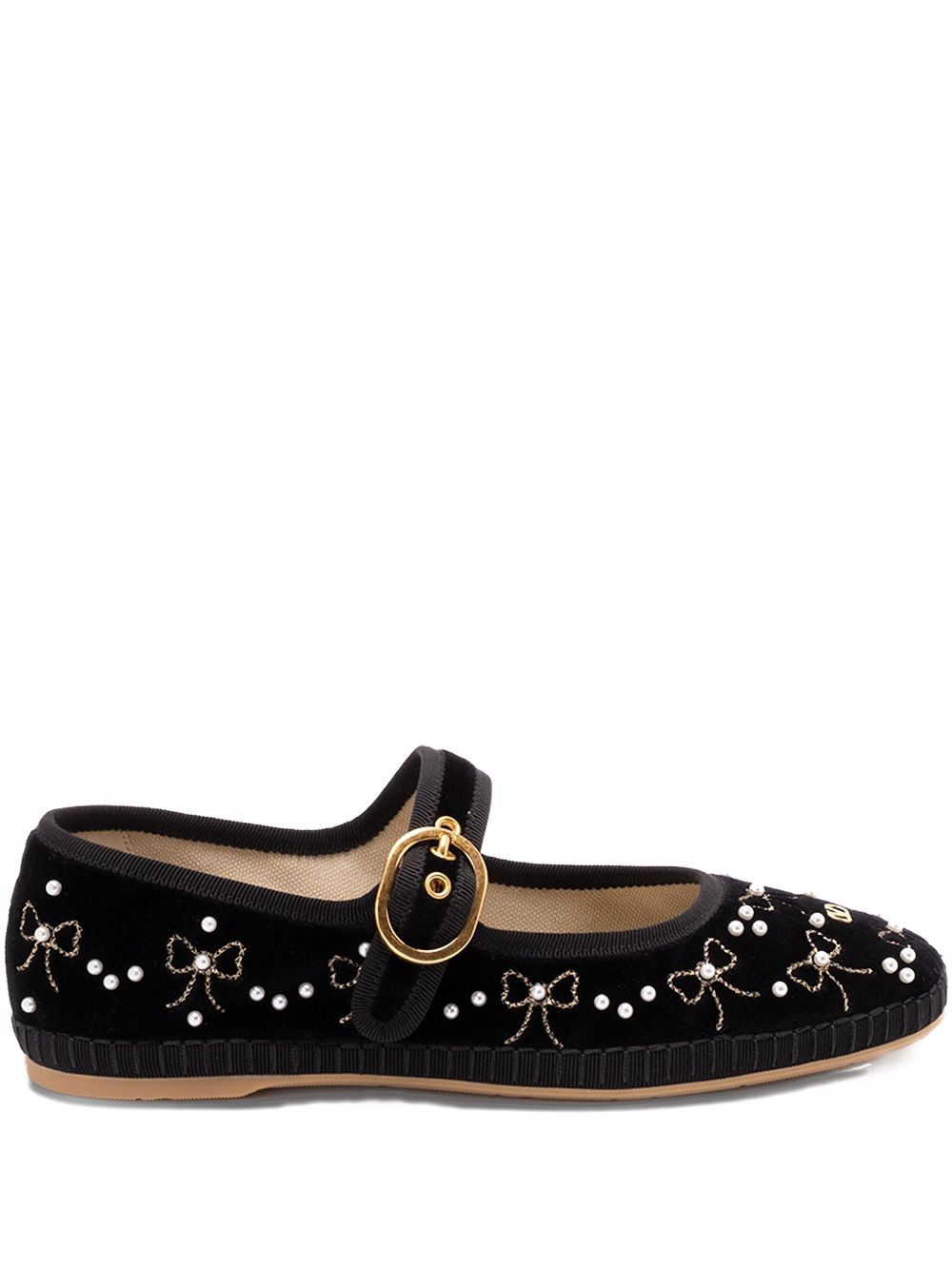 Valentino Garavani Flat Shoes Black Calf Leather