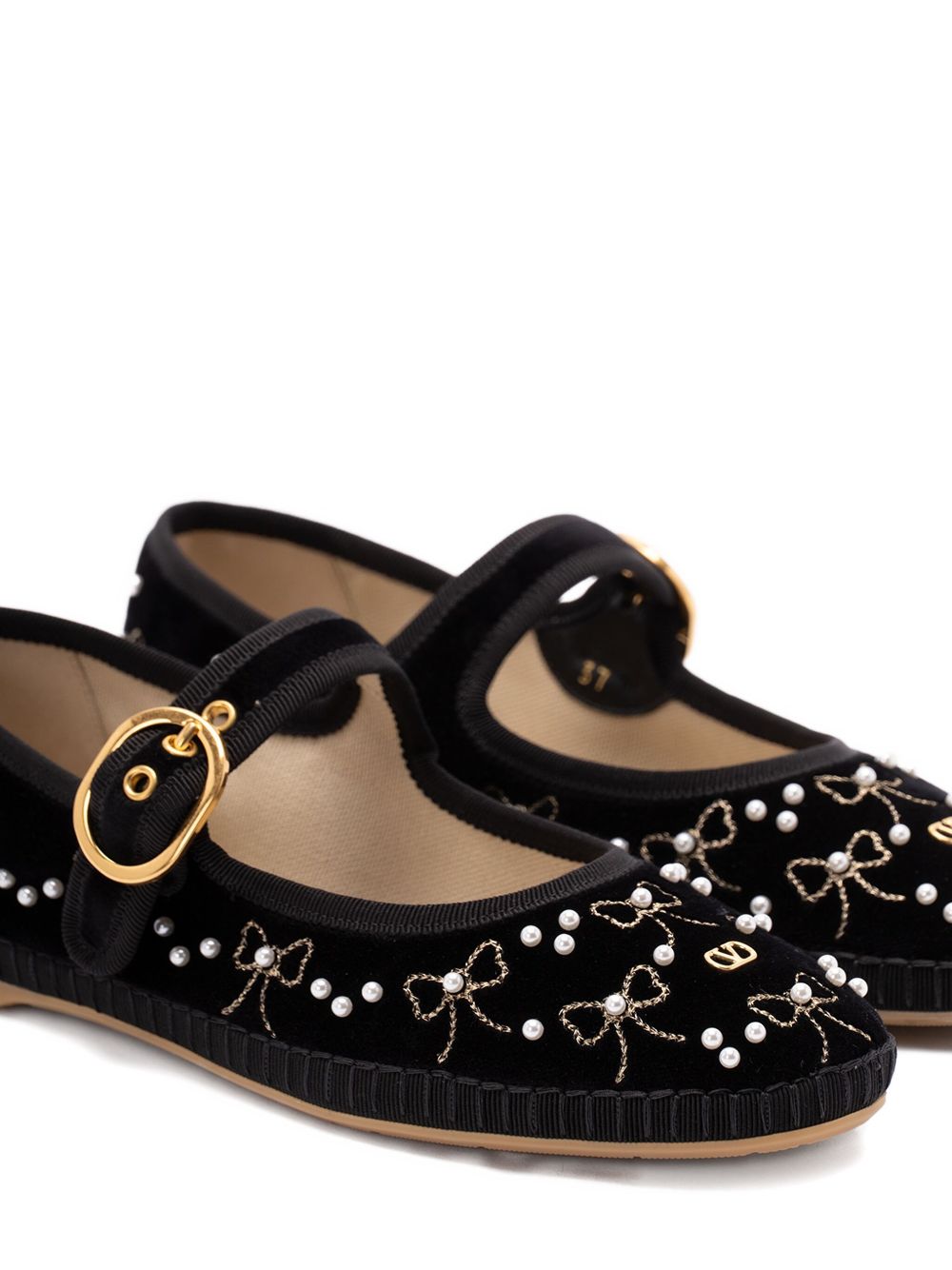 Valentino Garavani Flat Shoes Black Calf Leather