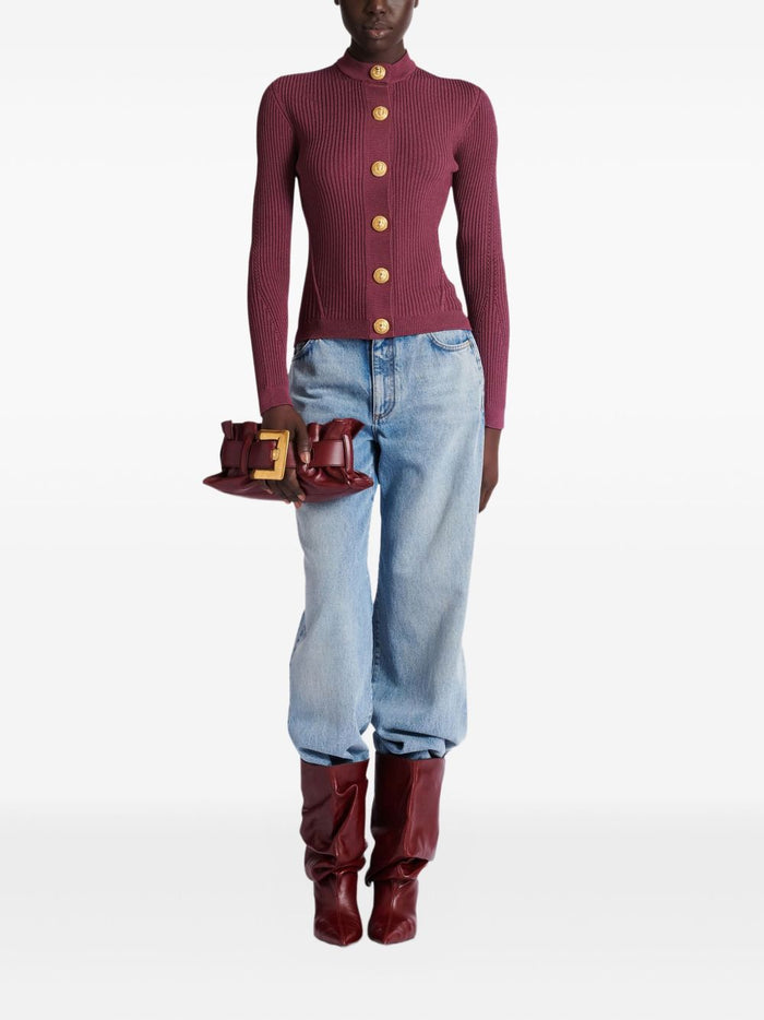 Balmain Sweaters Purple Viscose Polyester