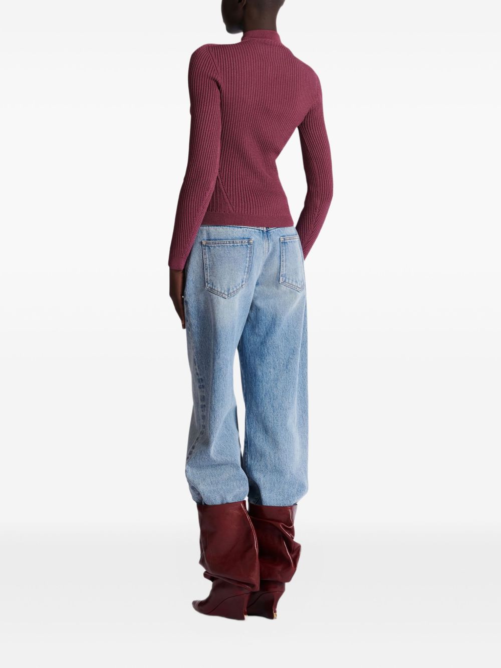 Balmain Sweaters Purple Viscose Polyester