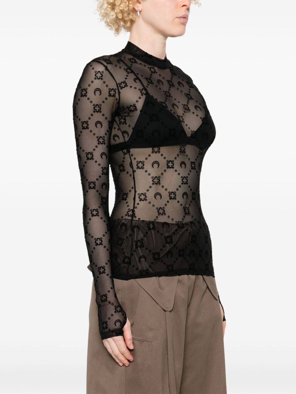 Marine Serre Top Black Recycled Polyamide