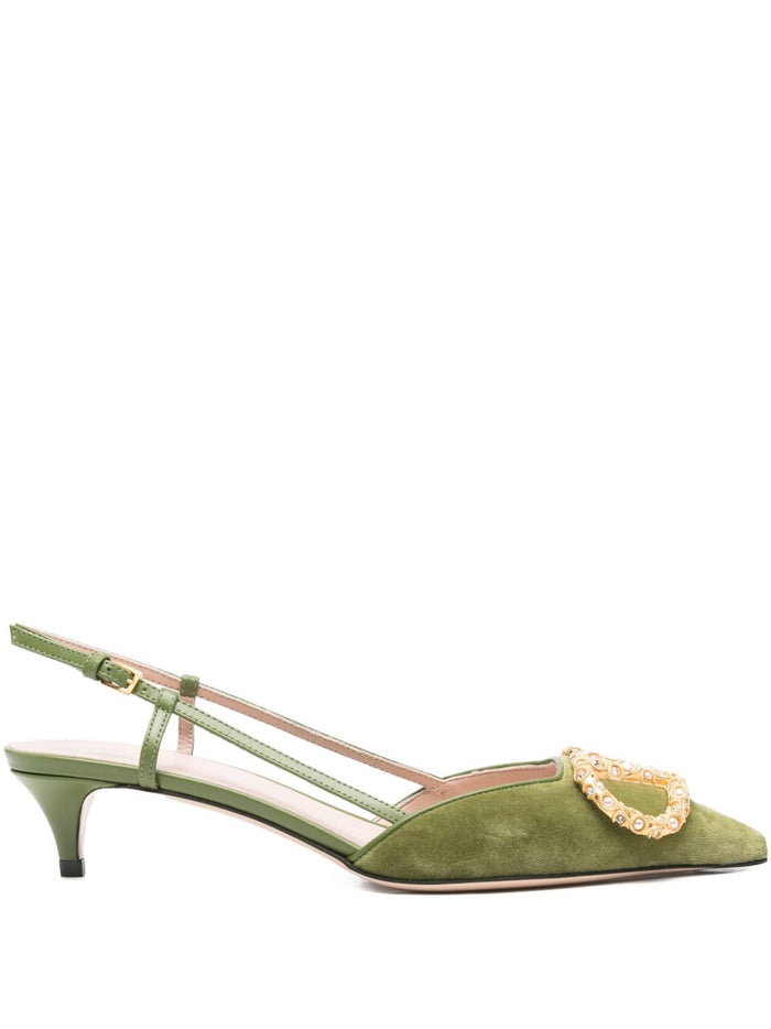 Valentino Garavani With Heel Green Velvet