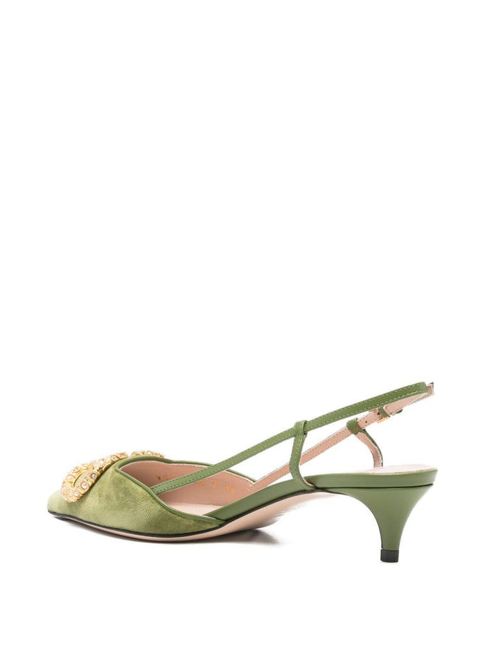 Valentino Garavani With Heel Green Velvet