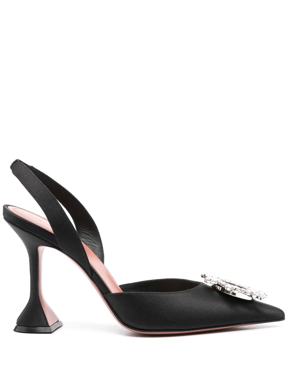 Amina Muaddi With Heel Black Silk