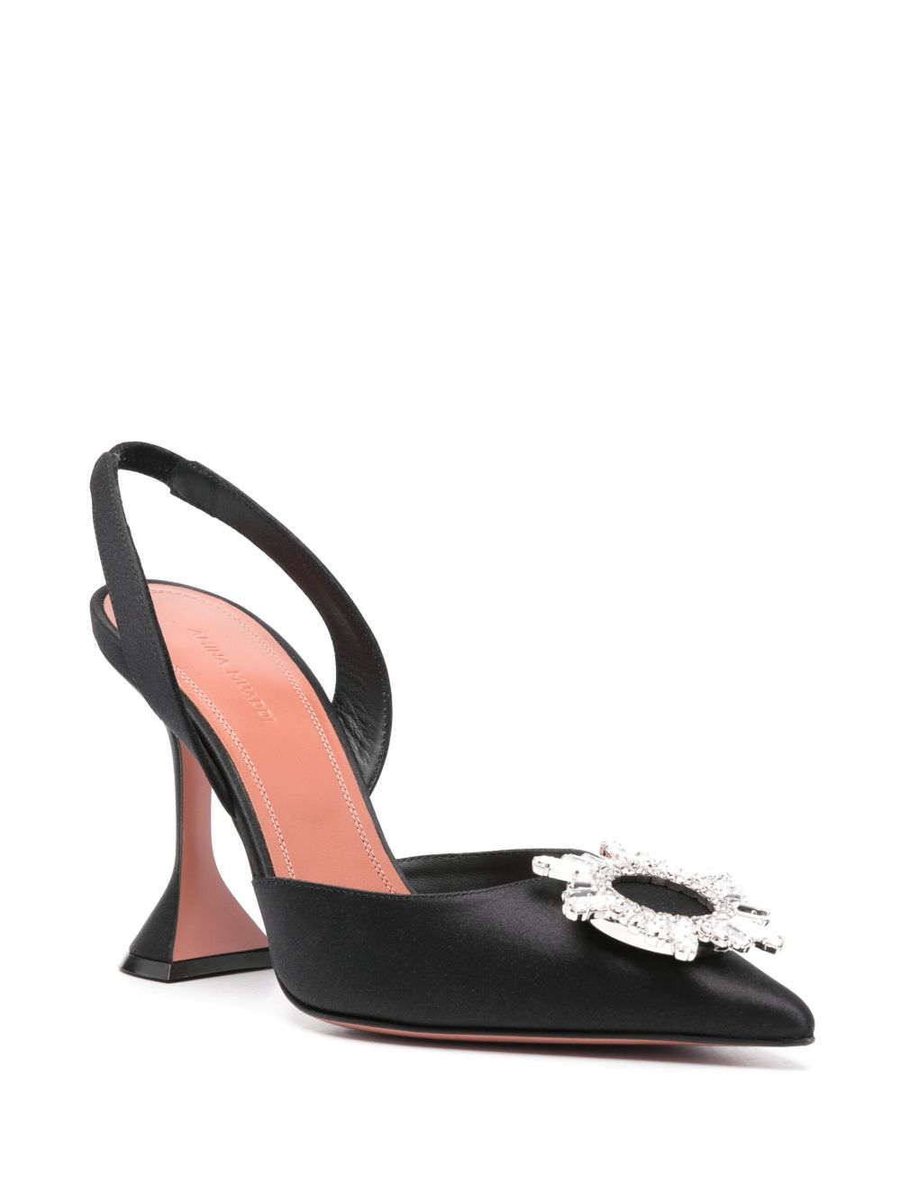Amina Muaddi With Heel Black Silk