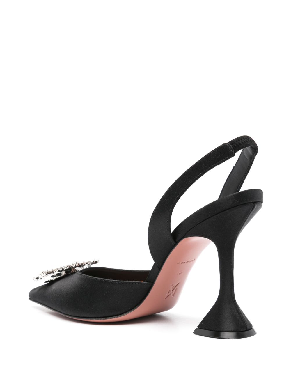 Amina Muaddi With Heel Black Silk