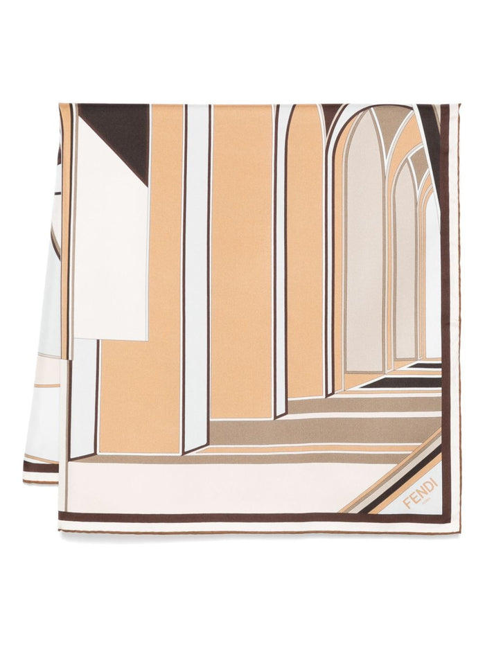 Fendi Scarfs Beige Natural (other)->silk100.0 %