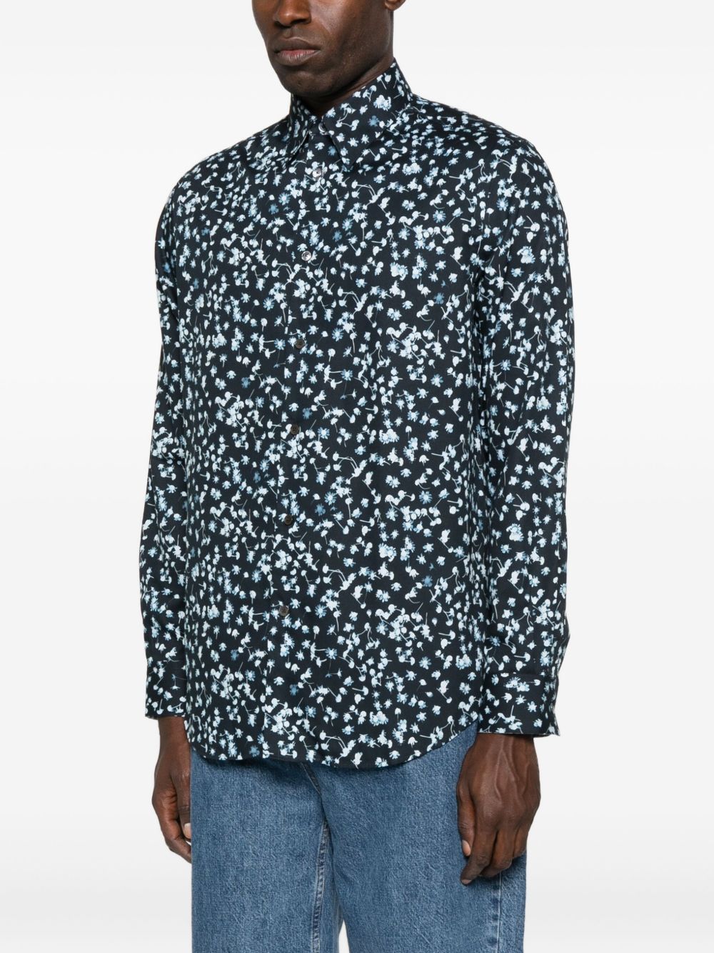 Paul Smith Shirts Blue Silk