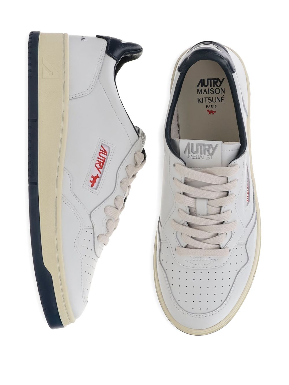 Autry X Maison Kitsune Sneakers Blue Cow Leather