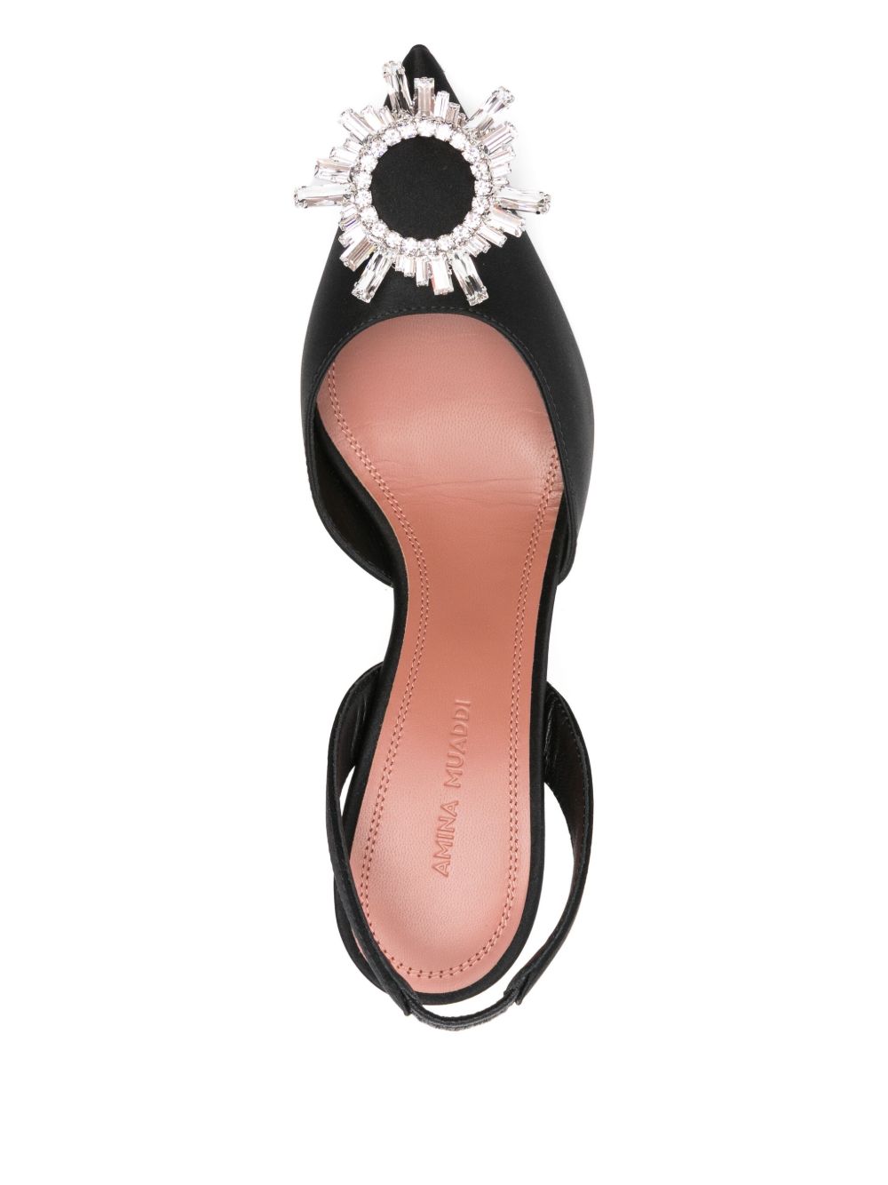 Amina Muaddi With Heel Black Silk